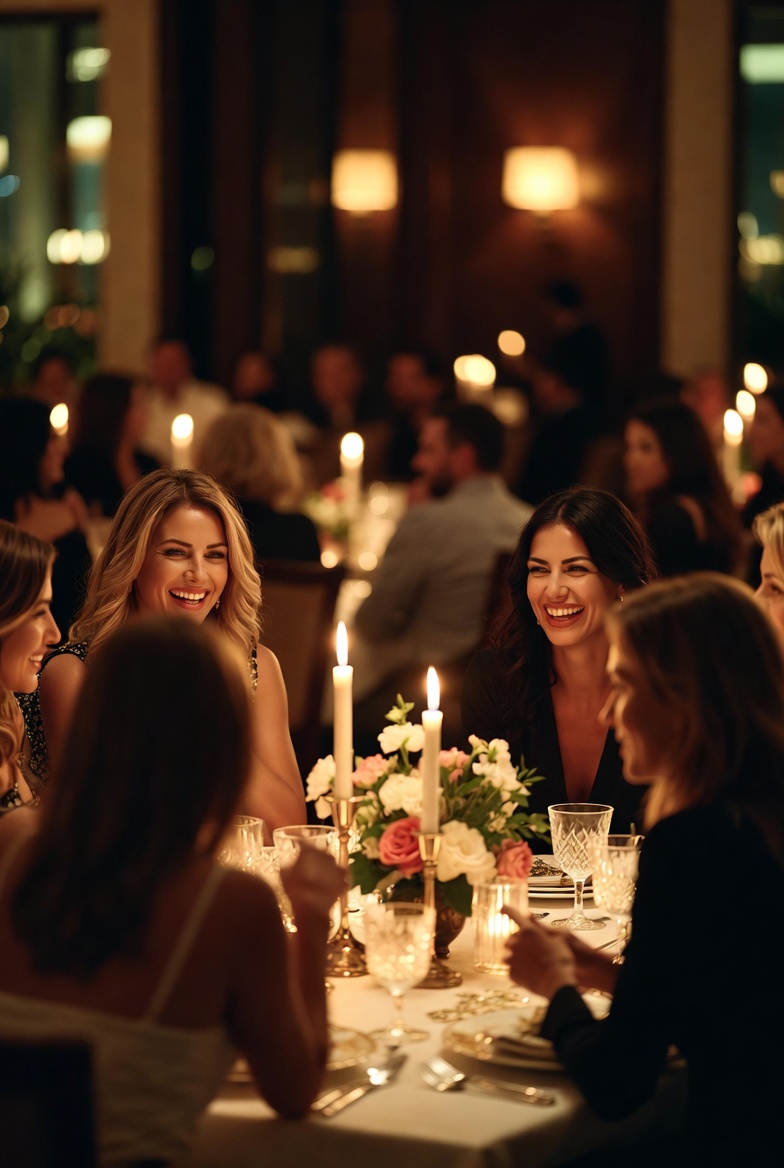 Elegant LinenTable dinner setting — curated table for high-caliber women in a Dubai venue